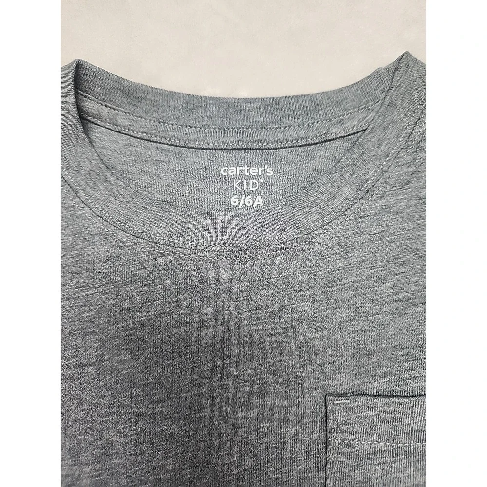 NWT Carter Long Sleeve Boys Gray Pocket T-shirt‎ Size 6